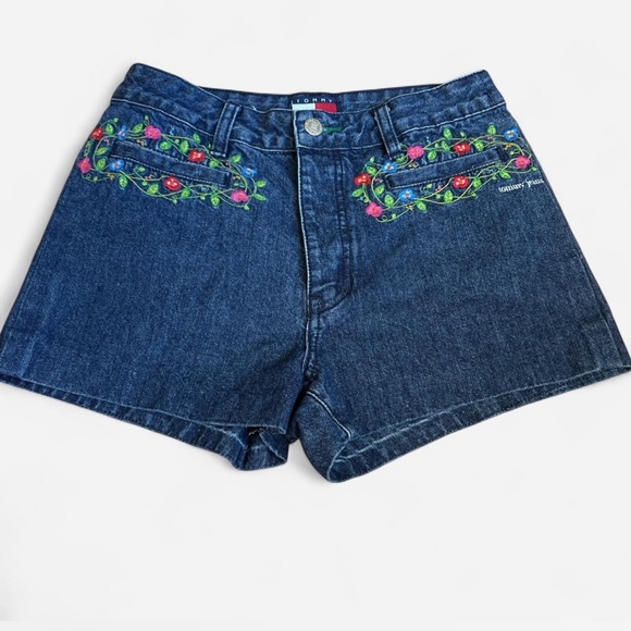 90s Tommy Jeans embroidered denim shorts - Picture 1 of 7